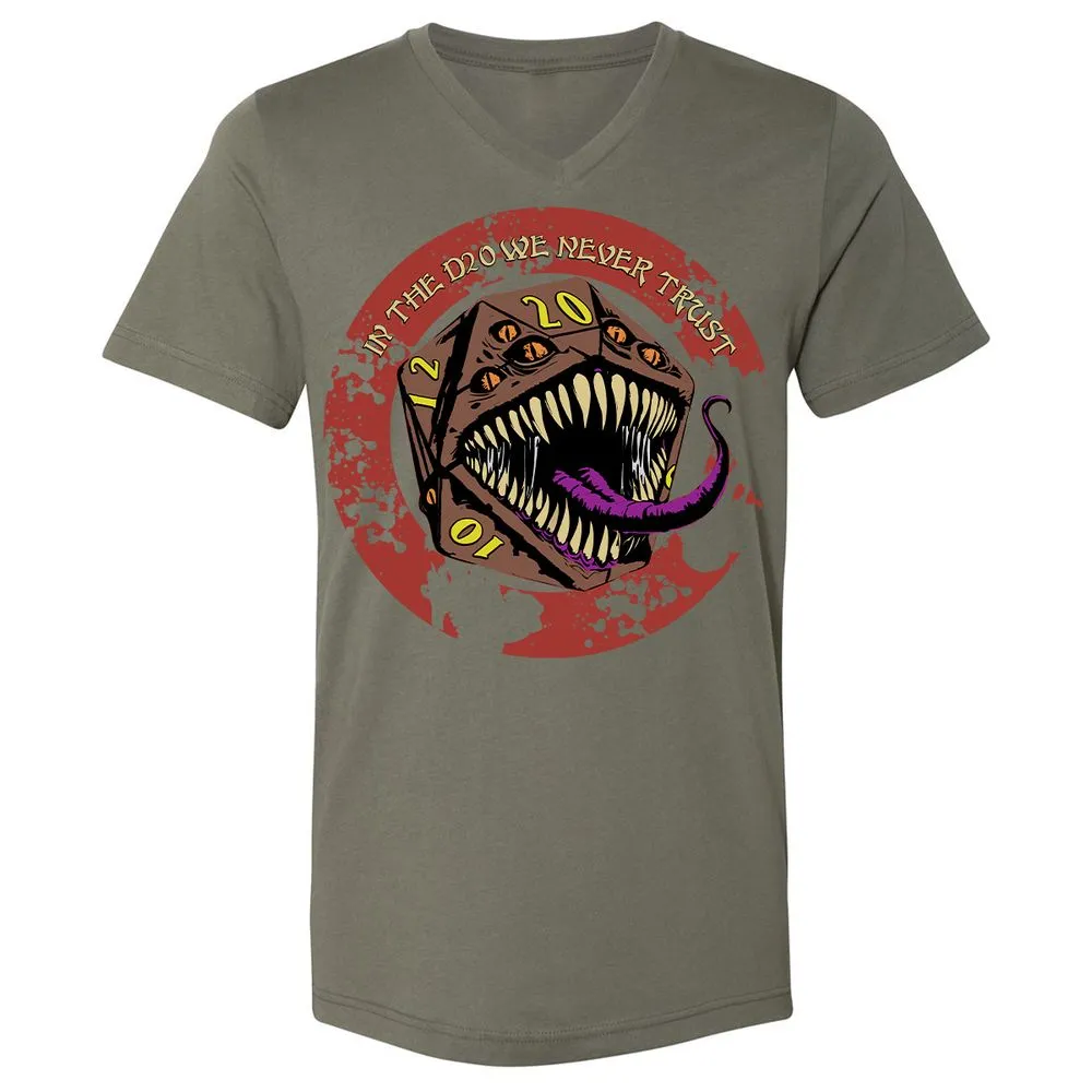 In The D20 We Never Trust Unisex V-Neck T-Shirt - Military Green - 10