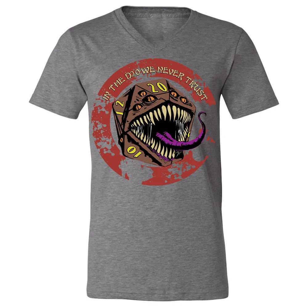 In The D20 We Never Trust Unisex V-Neck T-Shirt - Deep Heather - 13