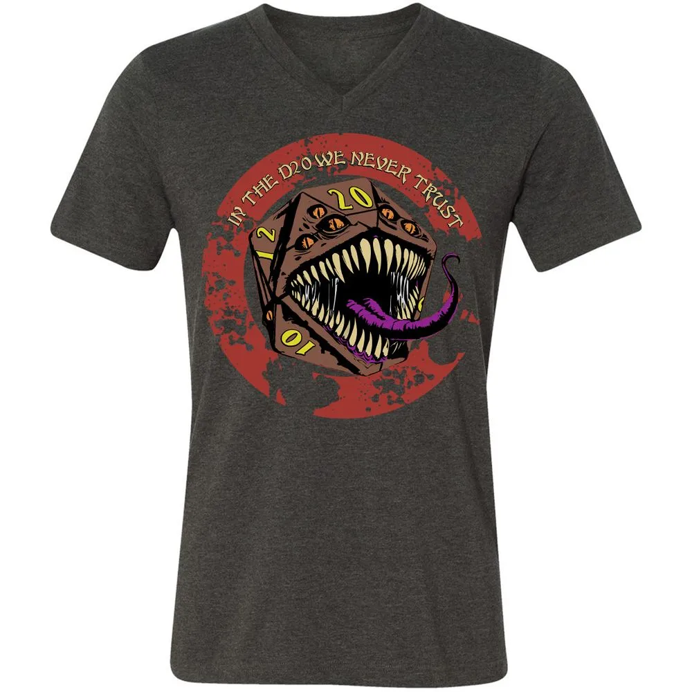 In The D20 We Never Trust Unisex V-Neck T-Shirt - Dark Grey Heather - 8