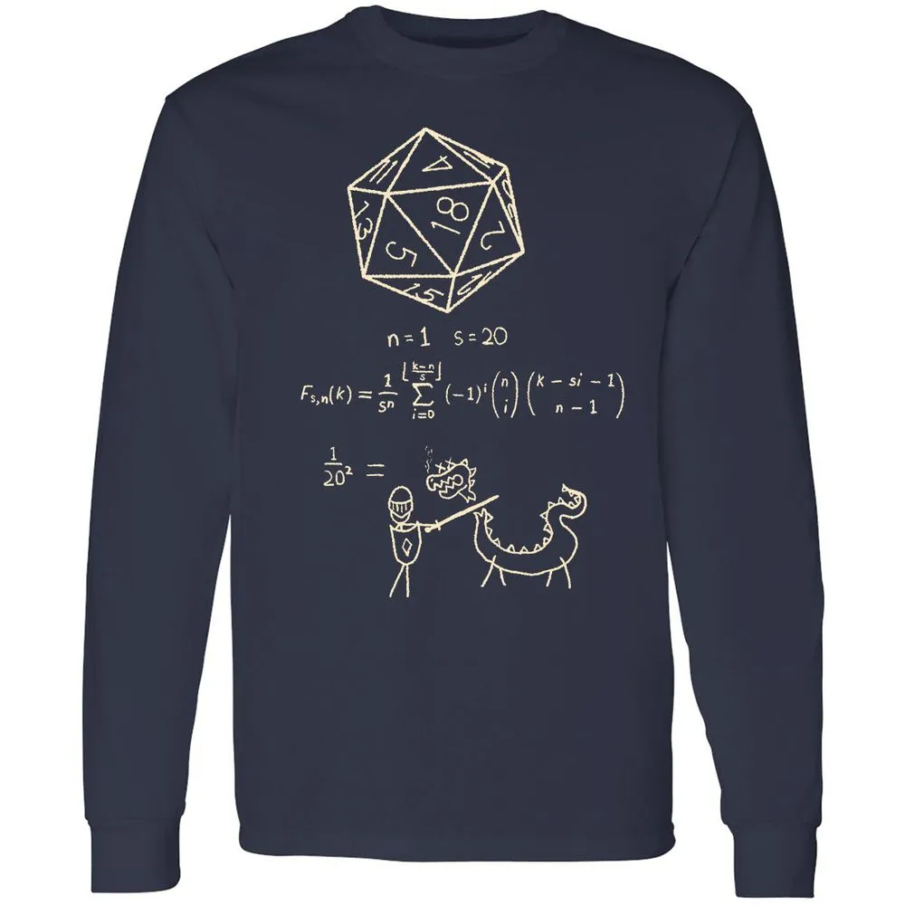 Science Of20 Sided Dice Long Sleeve T-Shirt - Navy - 2