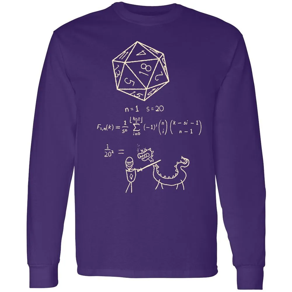 Science Of20 Sided Dice Long Sleeve T-Shirt - Purple - 13