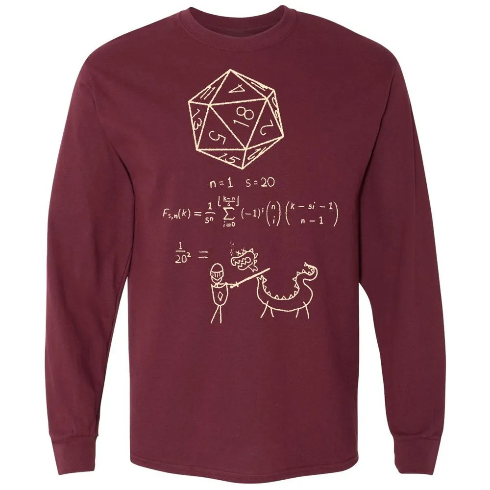 Science Of20 Sided Dice Long Sleeve T-Shirt - Maroon - 11