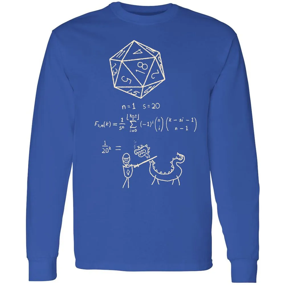 Science Of20 Sided Dice Long Sleeve T-Shirt - Royal - 8