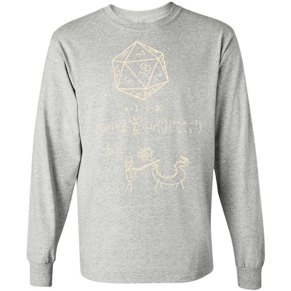 Science Of20 Sided Dice Long Sleeve T-Shirt - Ash - 7