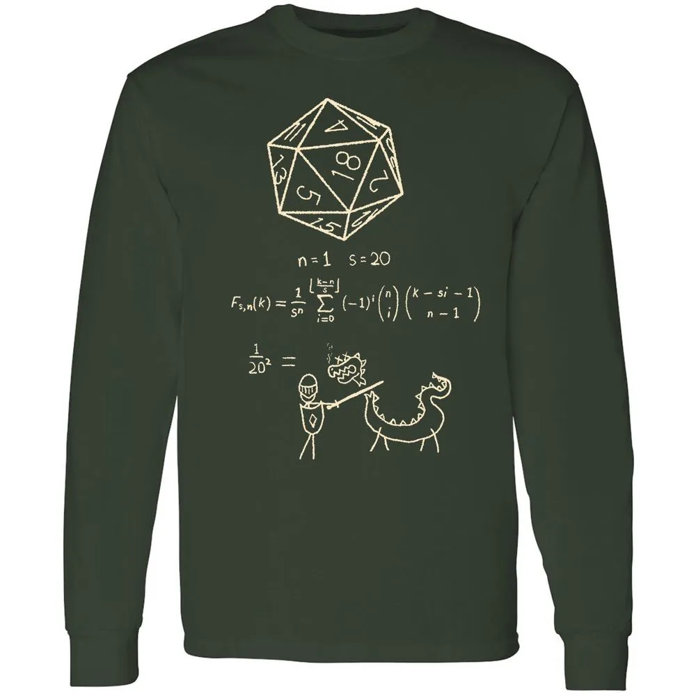 Science Of20 Sided Dice Long Sleeve T-Shirt - Forest Green - 4