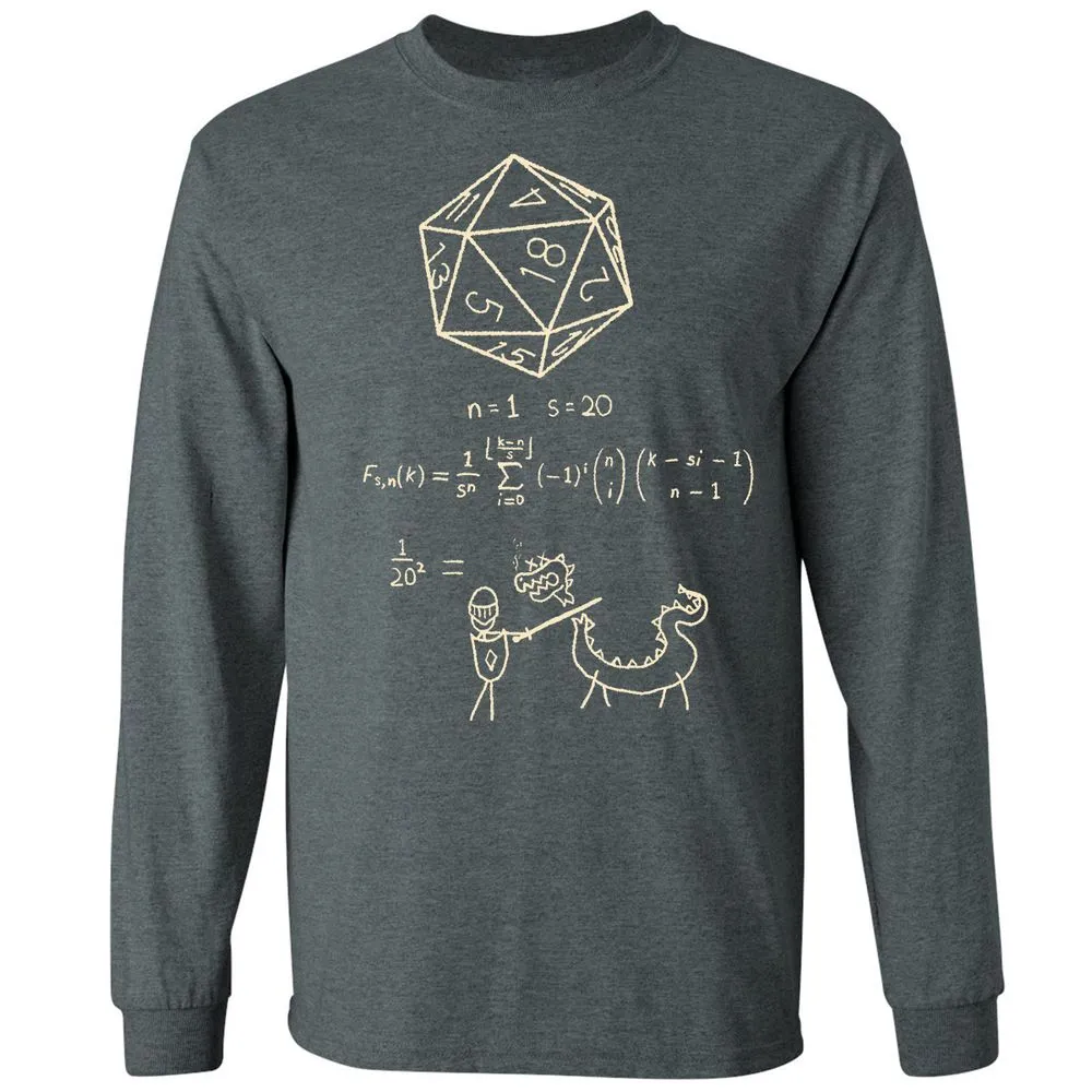 Science Of20 Sided Dice Long Sleeve T-Shirt - Dark Heather - 15