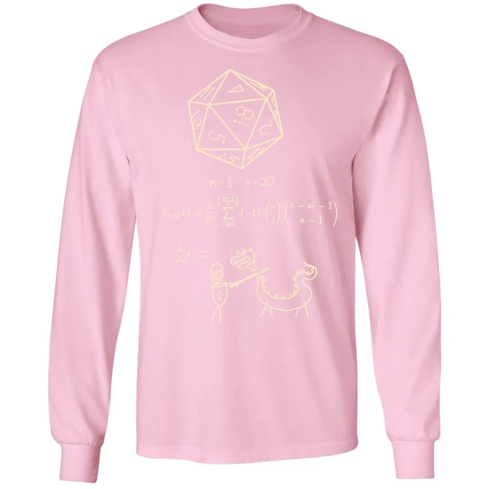 Science Of20 Sided Dice Long Sleeve T-Shirt - Light Pink - 3