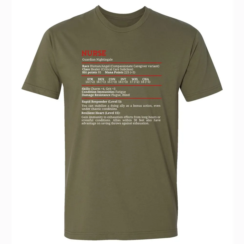Nurse Stats Premium Unisex T-Shirt - Military Green - 5