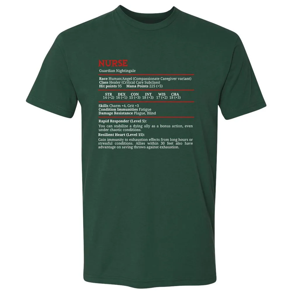 Nurse Stats Premium Unisex T-Shirt - Forest Green - 13