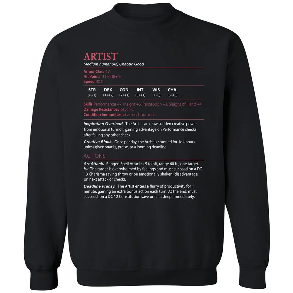 Artist Stats Classic Unisex Sweatshirt - Black - 1