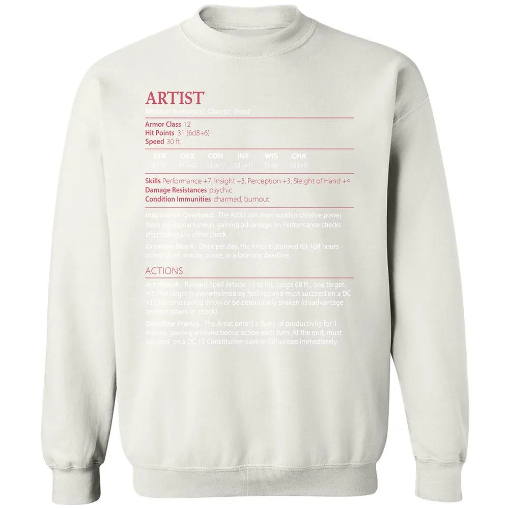 Artist Stats Classic Unisex Sweatshirt - White - 12