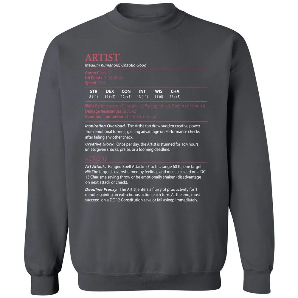 Artist Stats Classic Unisex Sweatshirt - Charcoal - 7