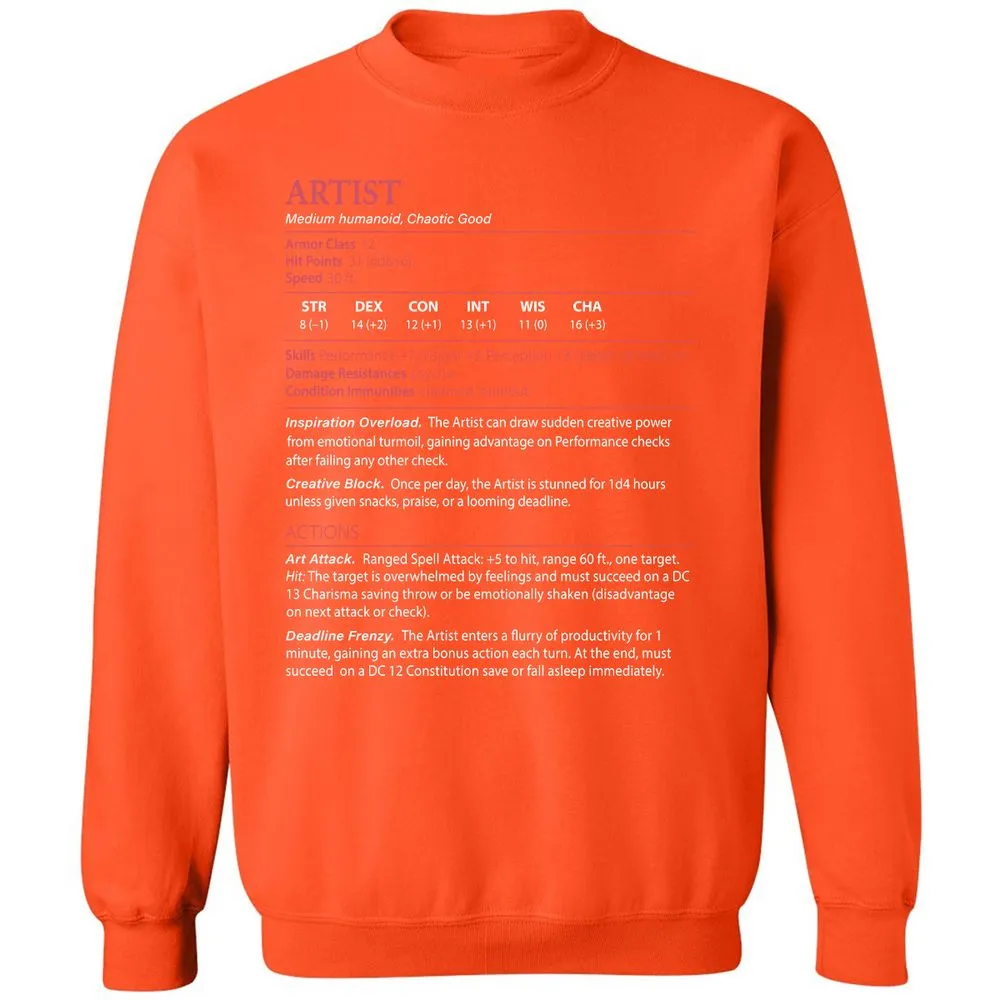 Artist Stats Classic Unisex Sweatshirt - Orange - 10