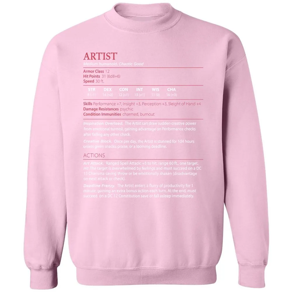 Artist Stats Classic Unisex Sweatshirt - Light Pink - 3