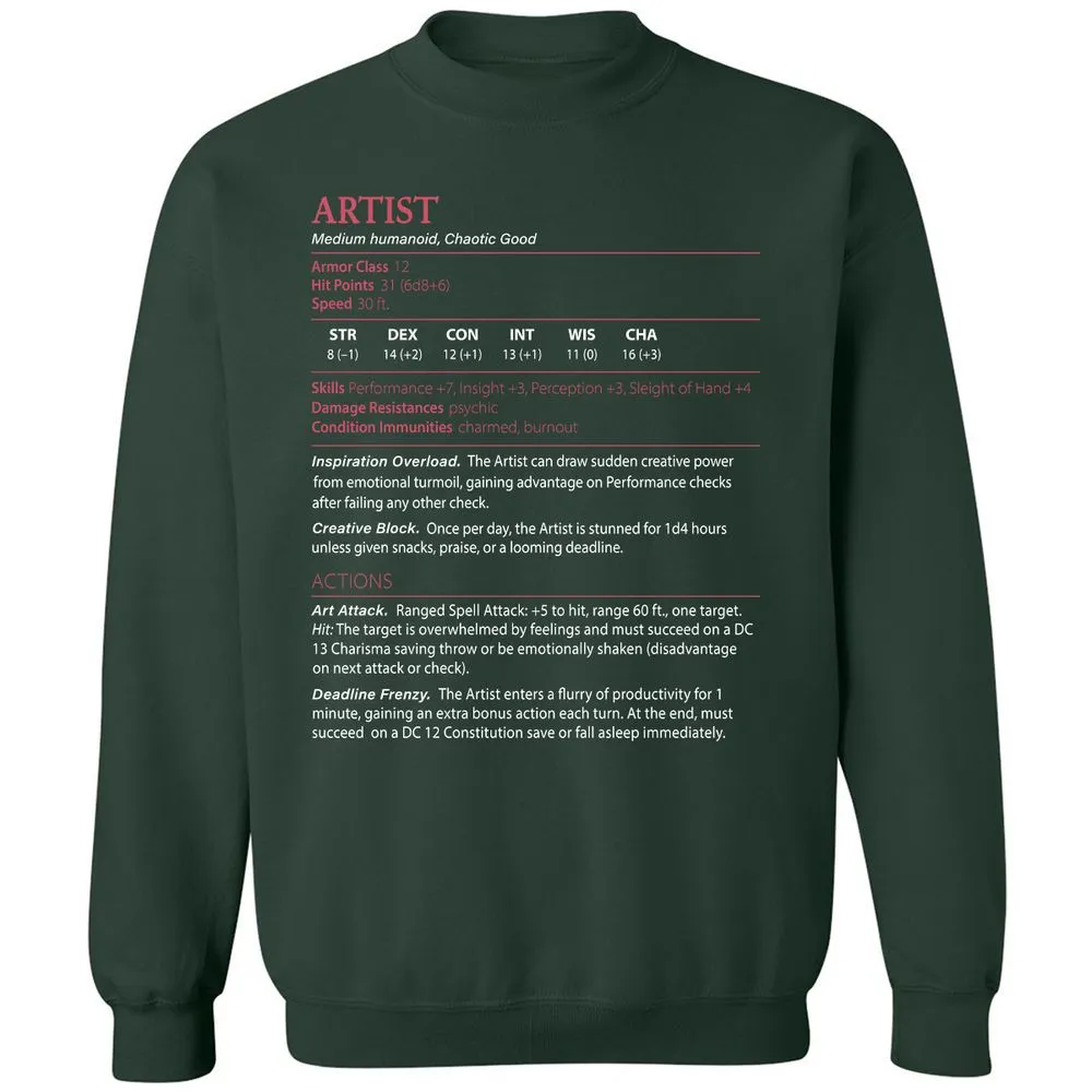 Artist Stats Classic Unisex Sweatshirt - Forest Green - 4