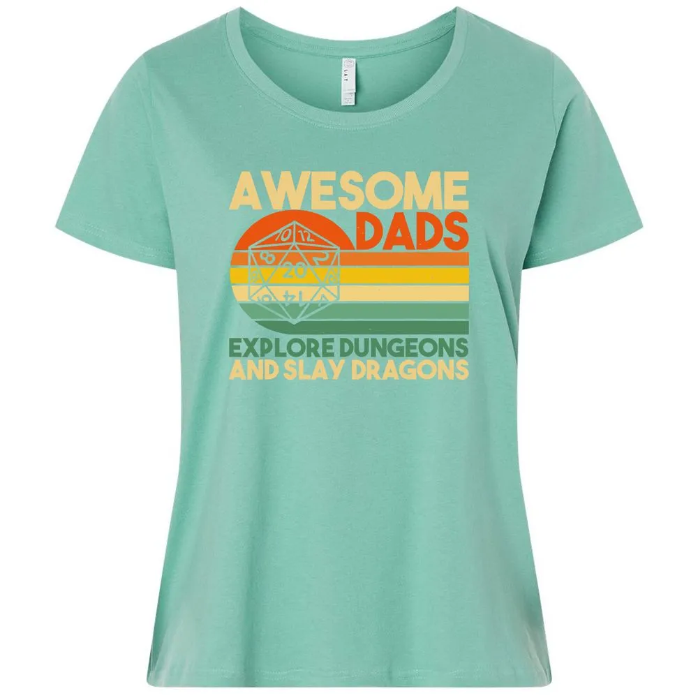 Awesome Dad Explore Dungeons Slay Dragons Ladies Curvy Jersey - Saltwater - 7