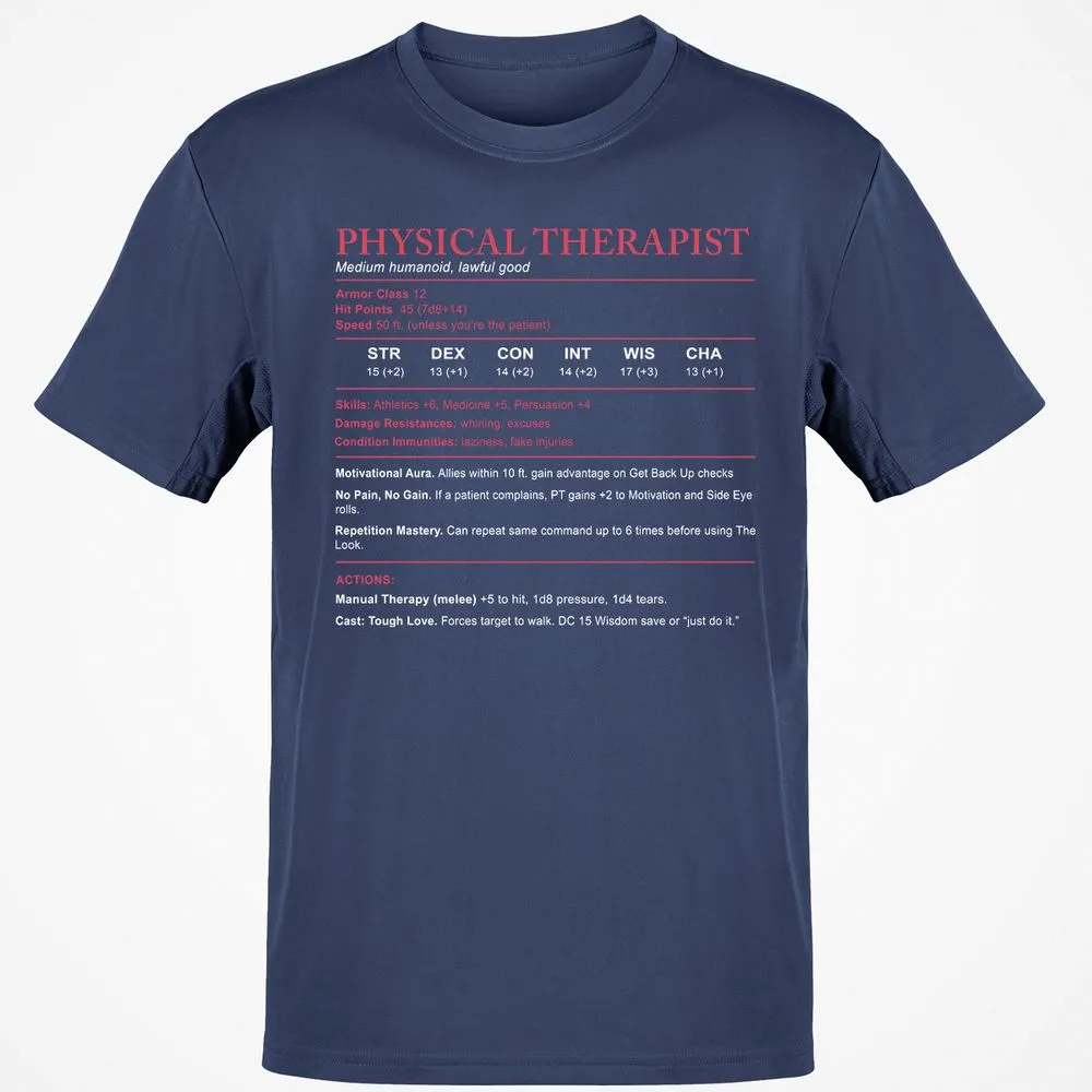 Physical Therapist Stats Classic Unisex T-Shirt - Navy - 7
