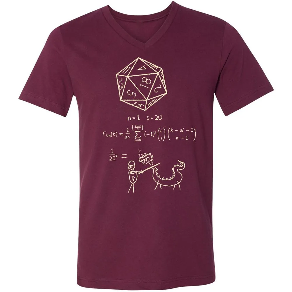 Science Of20 Sided Dice Unisex V-Neck T-Shirt - Maroon - 6
