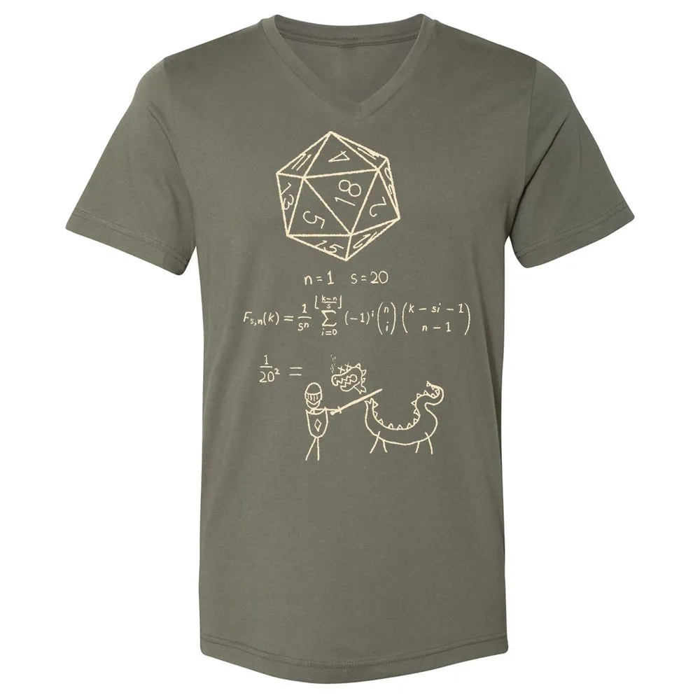 Science Of20 Sided Dice Unisex V-Neck T-Shirt - Military Green - 10