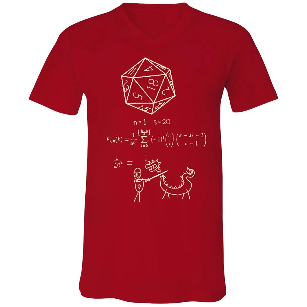 Science Of20 Sided Dice Unisex V-Neck T-Shirt - Red - 3