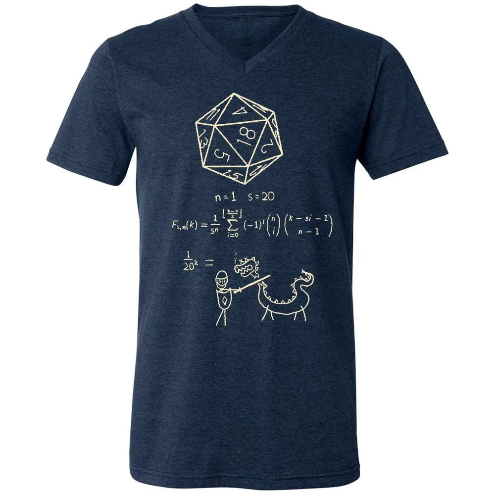 Science Of20 Sided Dice Unisex V-Neck T-Shirt - Heather Navy - 15