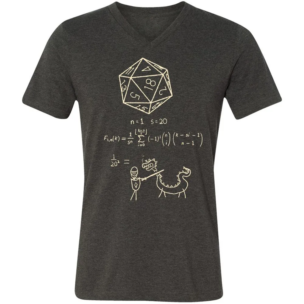 Science Of20 Sided Dice Unisex V-Neck T-Shirt - Dark Grey Heather - 8