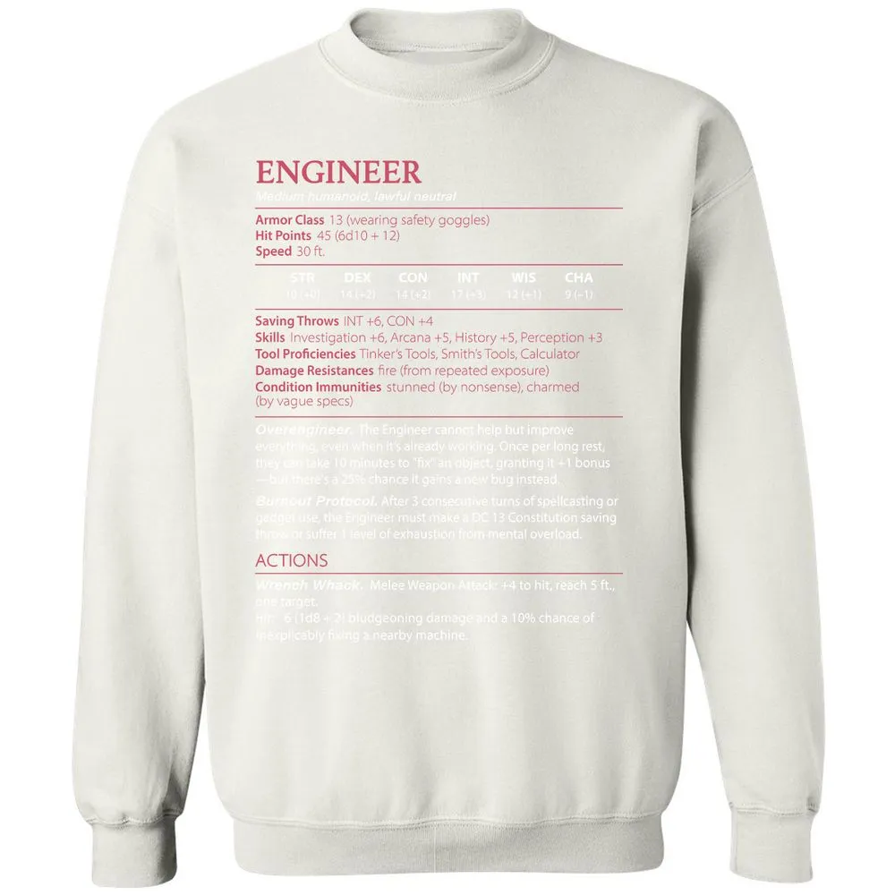 Engineer Stats Classic Unisex Sweatshirt - White - 12