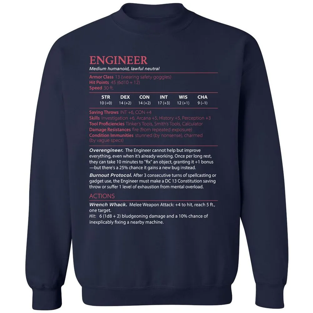 Engineer Stats Classic Unisex Sweatshirt - Navy - 2