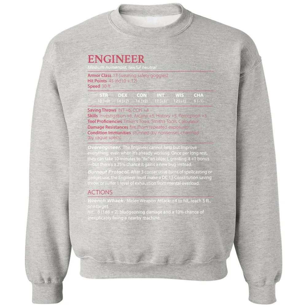 Engineer Stats Classic Unisex Sweatshirt - Ash - 8