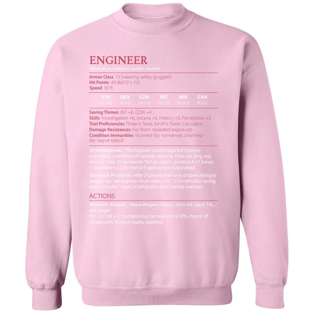 Engineer Stats Classic Unisex Sweatshirt - Light Pink - 3