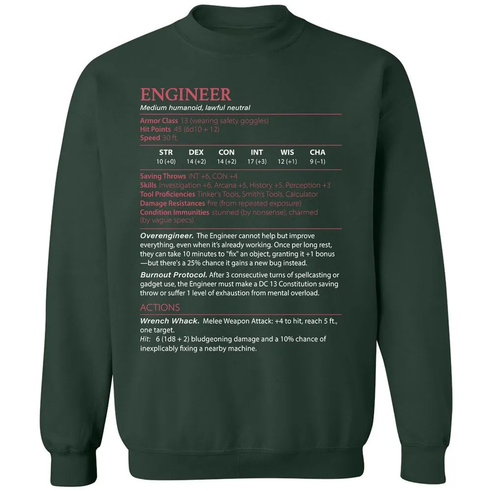 Engineer Stats Classic Unisex Sweatshirt - Forest Green - 4