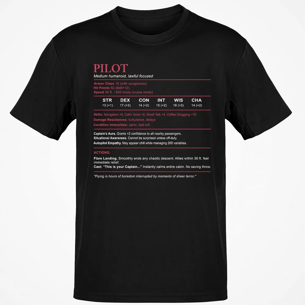 Pilot Stats Classic Unisex T-Shirt - Black - 1