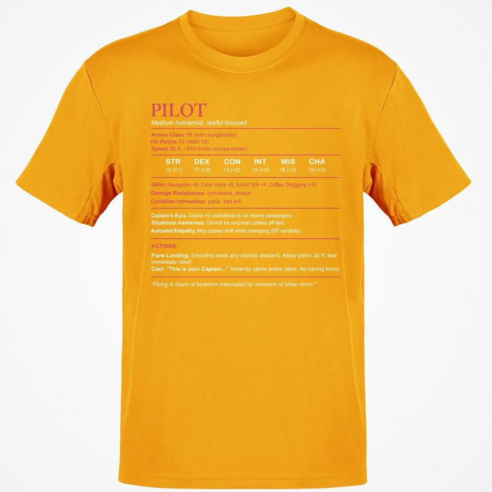 Pilot Stats Classic Unisex T-Shirt - Gold - 4