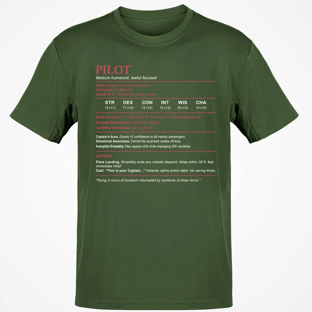 Pilot Stats Classic Unisex T-Shirt - Military Green - 6