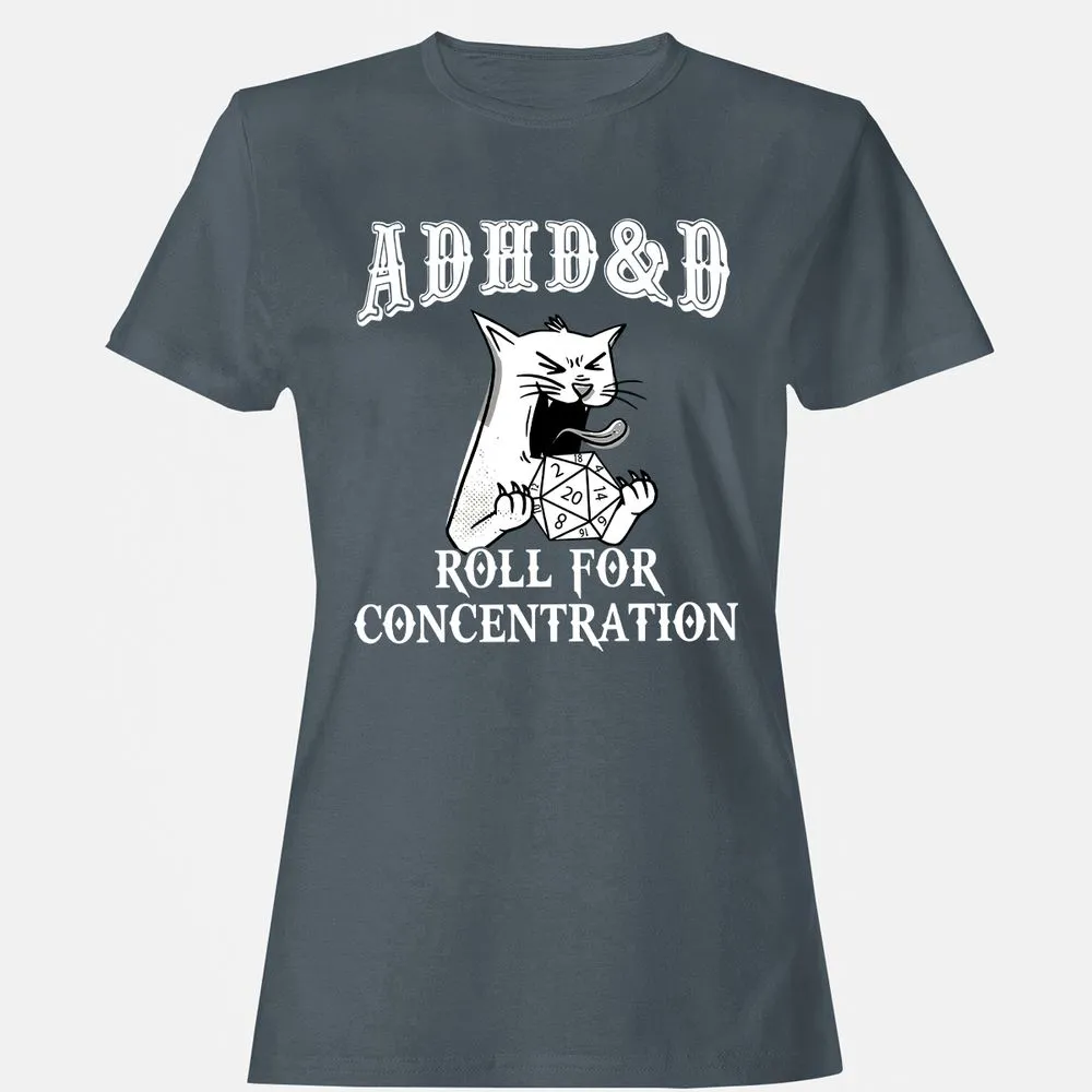 Cat ADHD&D Roll For Concentration Women's T-Shirt - Charcoal - 3