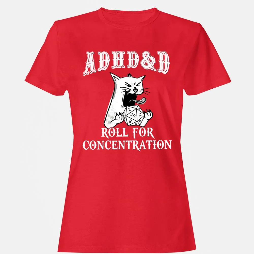 Cat ADHD&D Roll For Concentration Women's T-Shirt - Red - 13