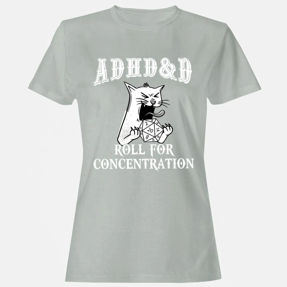Cat ADHD&D Roll For Concentration Women's T-Shirt - Ash - 2