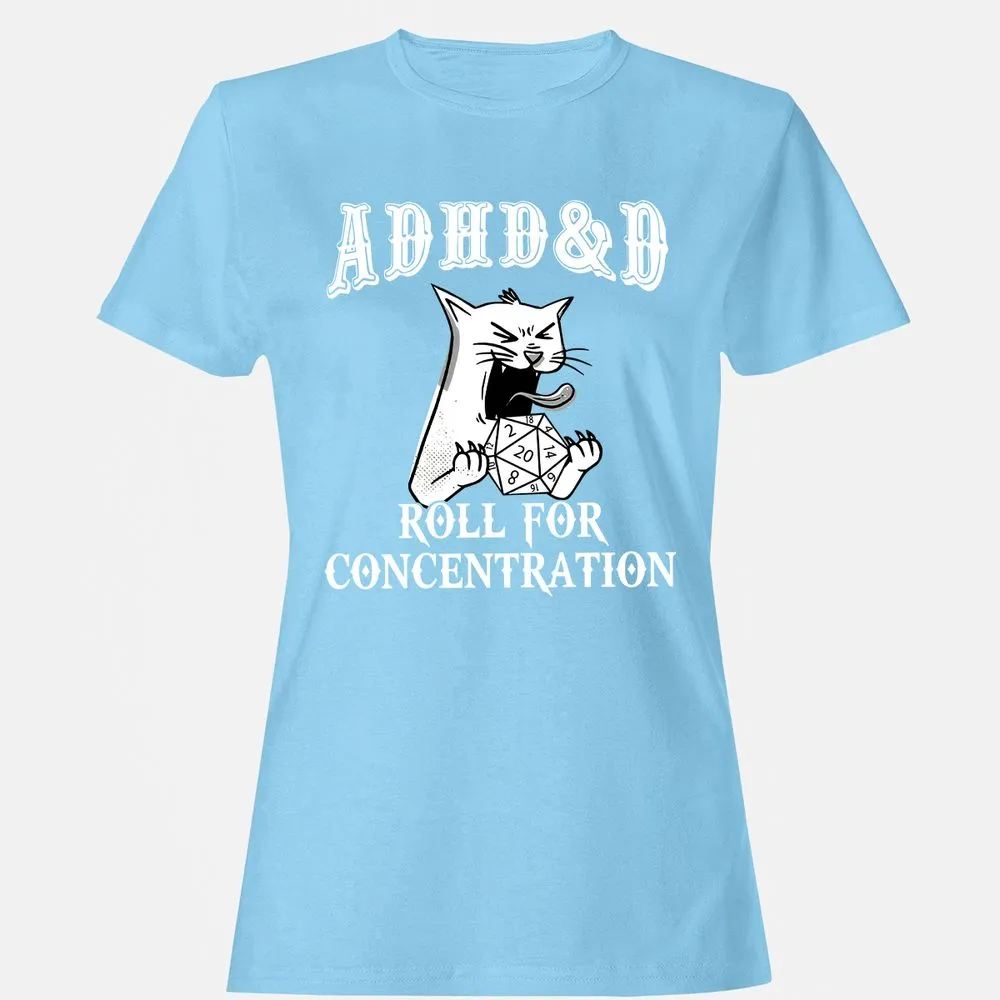 Cat ADHD&D Roll For Concentration Women's T-Shirt - Light Blue - 8