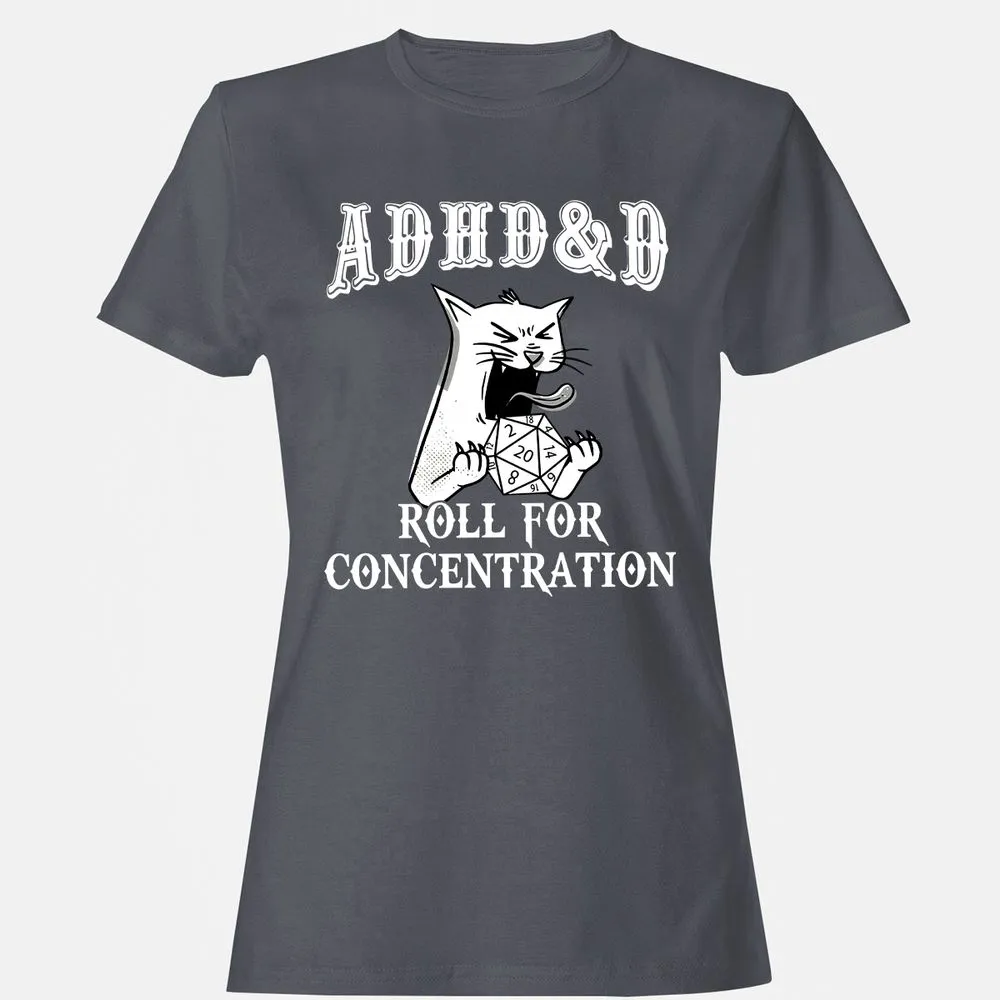 Cat ADHD&D Roll For Concentration Women's T-Shirt - Dark Heather - 5