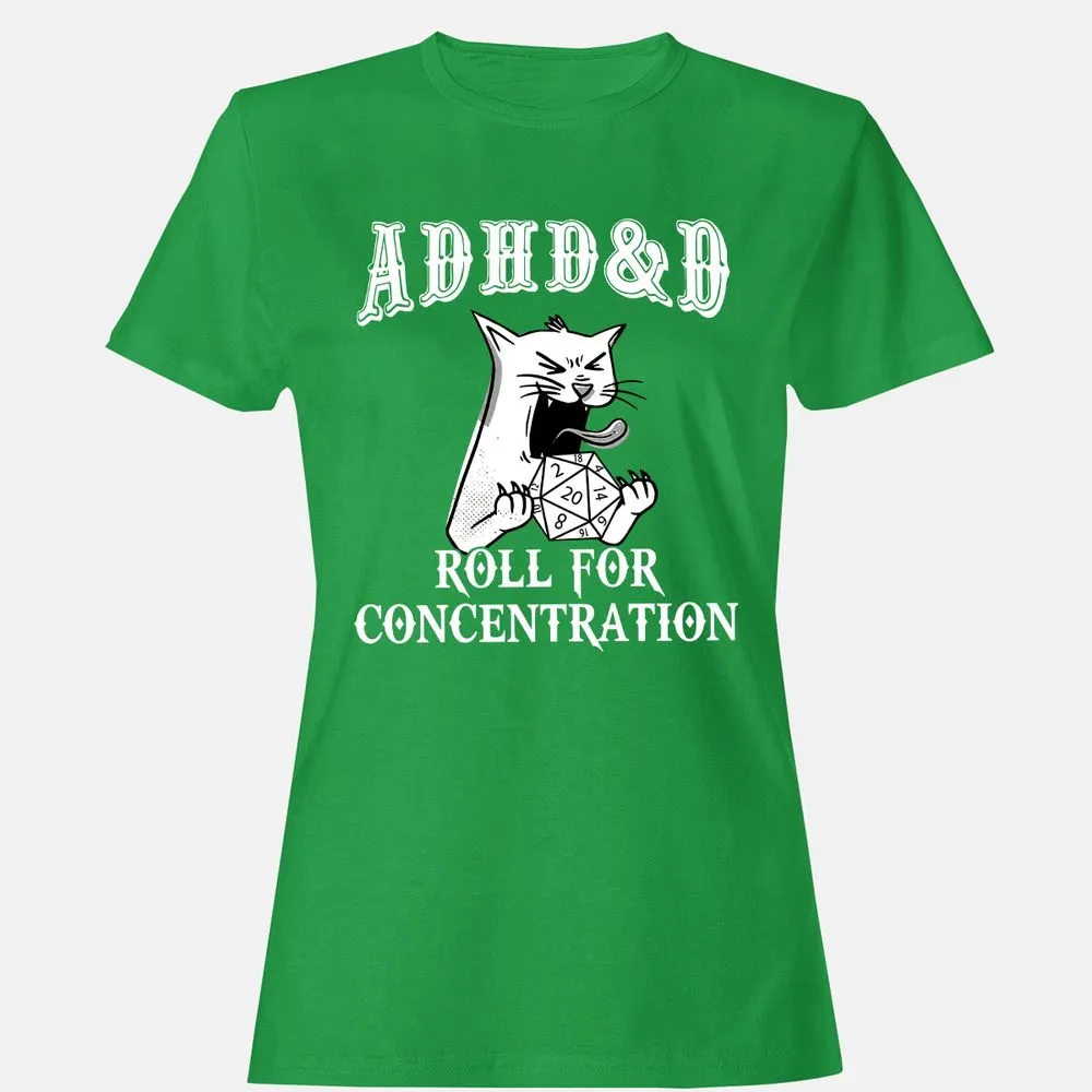 Cat ADHD&D Roll For Concentration Women's T-Shirt - Irish Green - 7