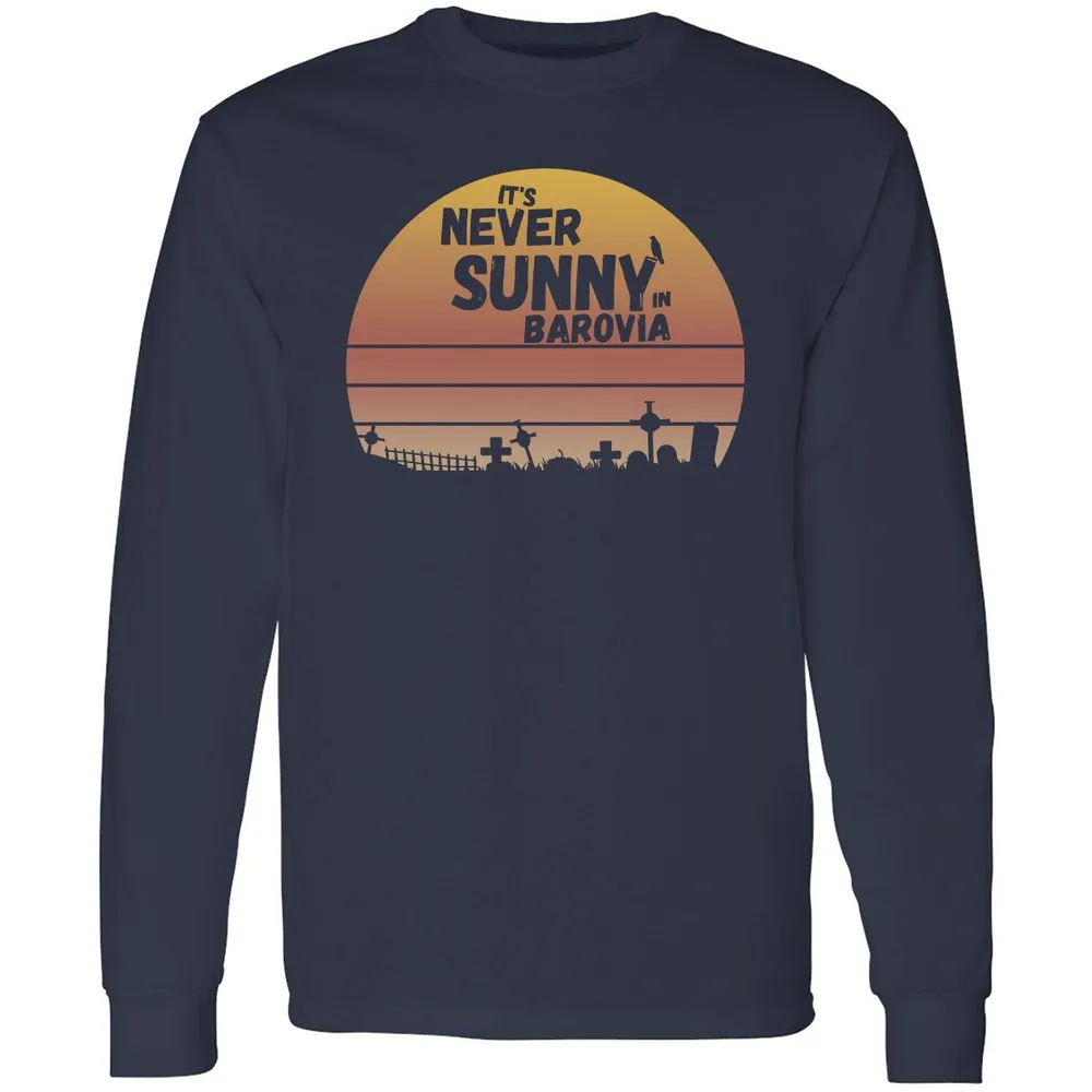 Vintage It's Never Sunny In Barovia Long Sleeve T-Shirt - Navy - 2