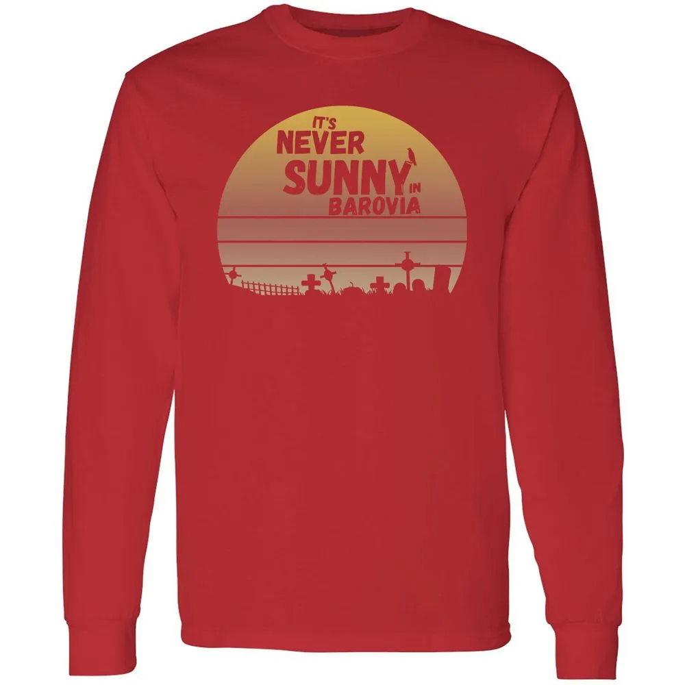 Vintage It's Never Sunny In Barovia Long Sleeve T-Shirt - Red - 14