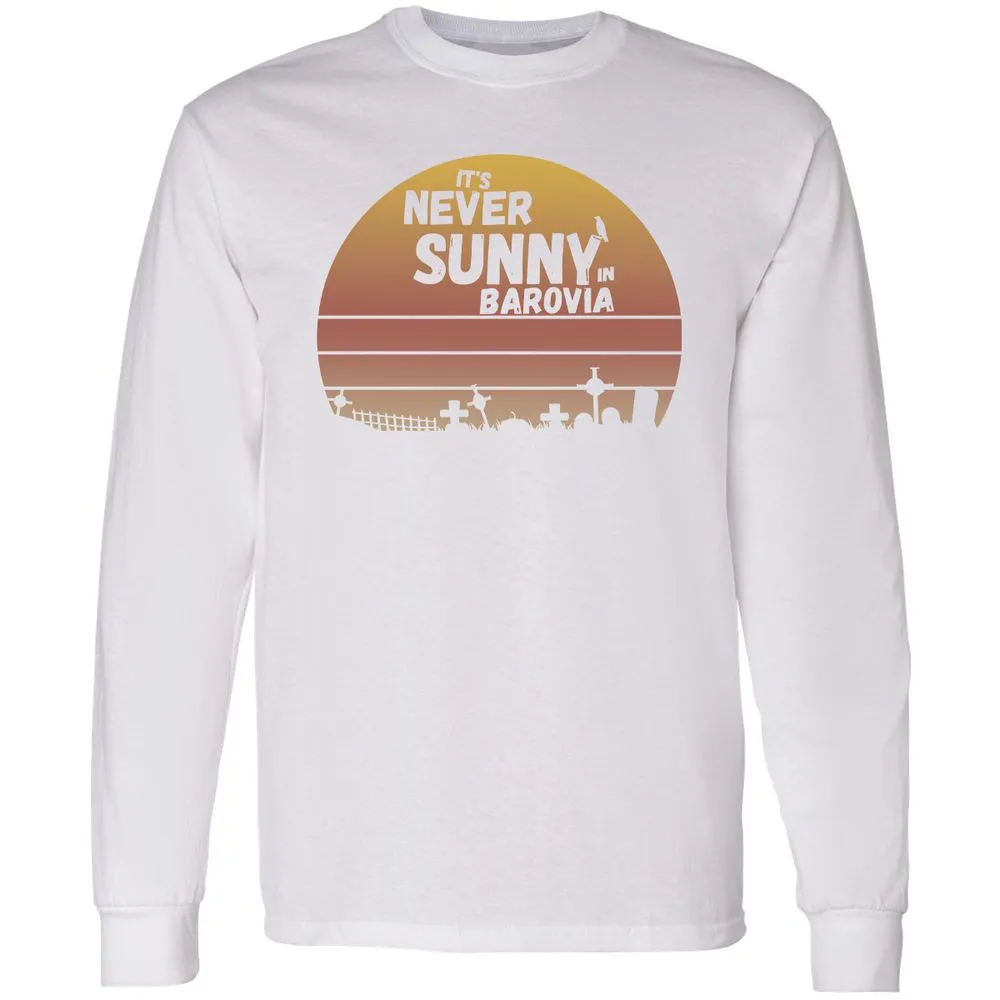 Vintage It's Never Sunny In Barovia Long Sleeve T-Shirt - White - 5