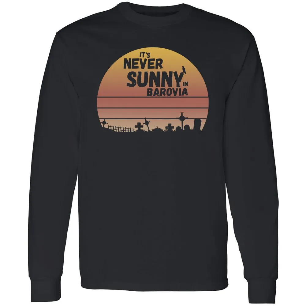 Vintage It's Never Sunny In Barovia Long Sleeve T-Shirt - Black - 1