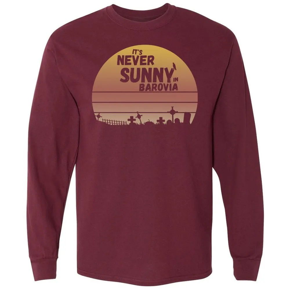 Vintage It's Never Sunny In Barovia Long Sleeve T-Shirt - Maroon - 11