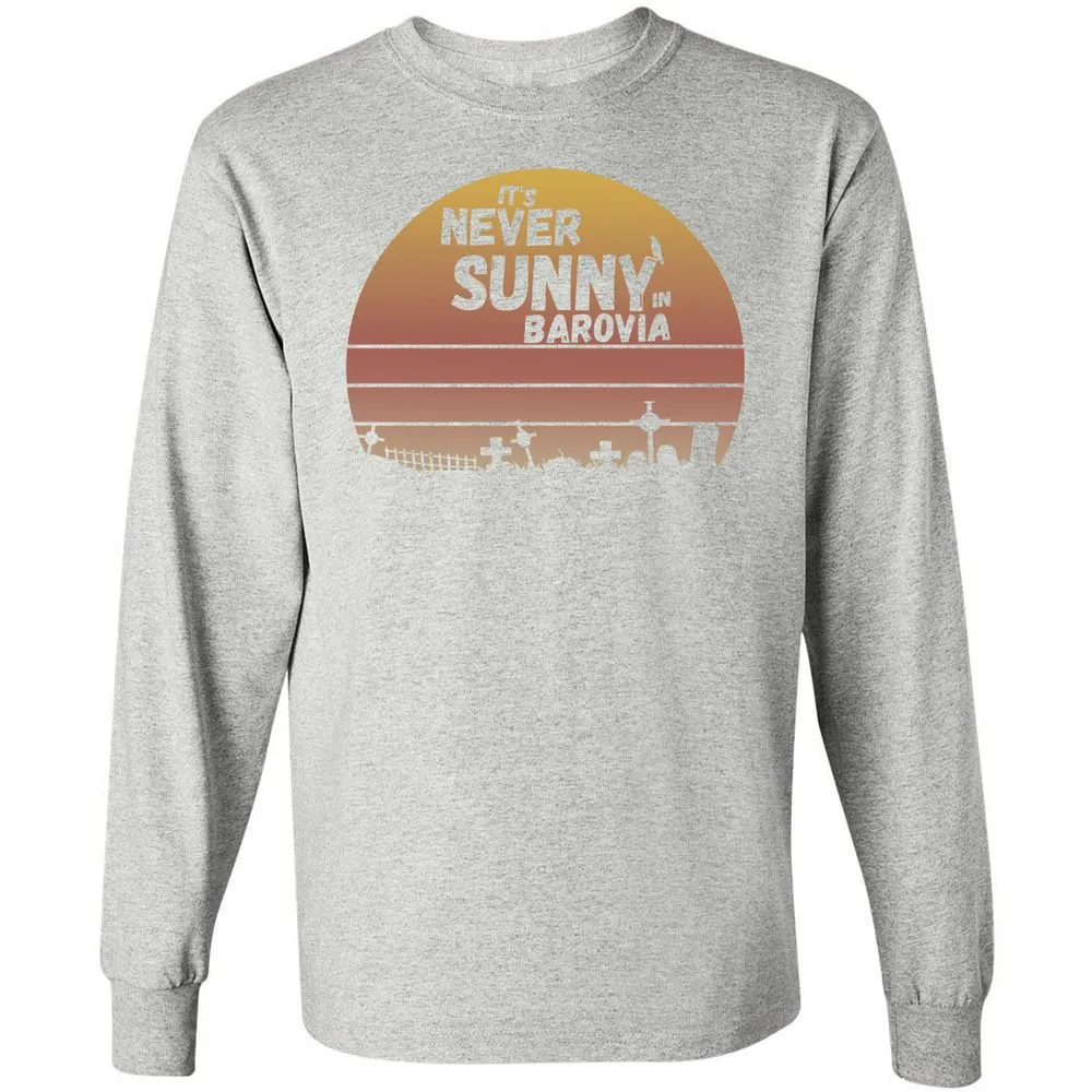 Vintage It's Never Sunny In Barovia Long Sleeve T-Shirt - Ash - 7