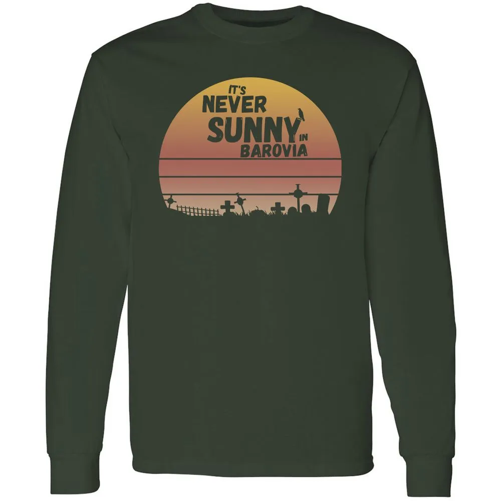 Vintage It's Never Sunny In Barovia Long Sleeve T-Shirt - Forest Green - 4