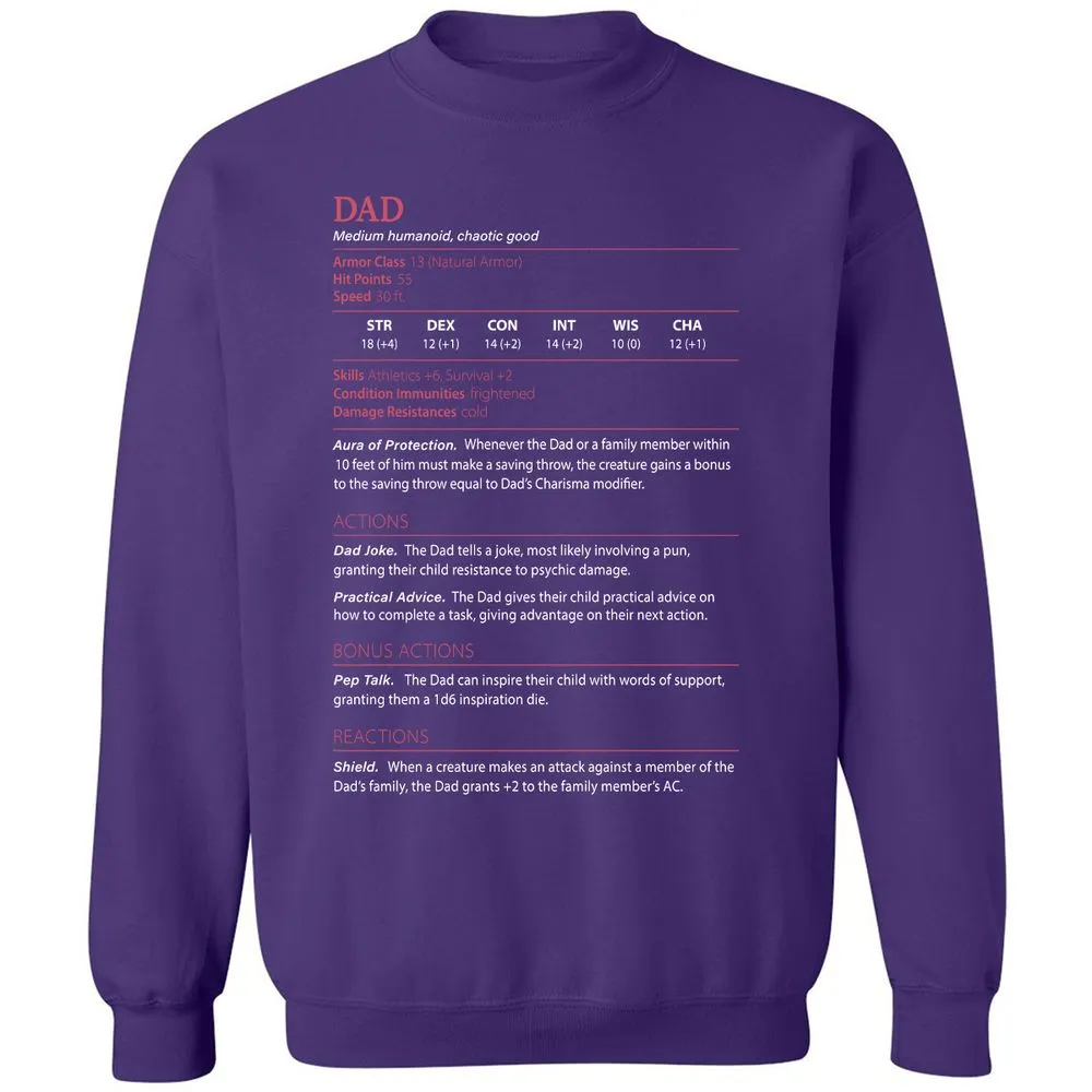 Dad Stats Classic Unisex Sweatshirt - Purple - 6