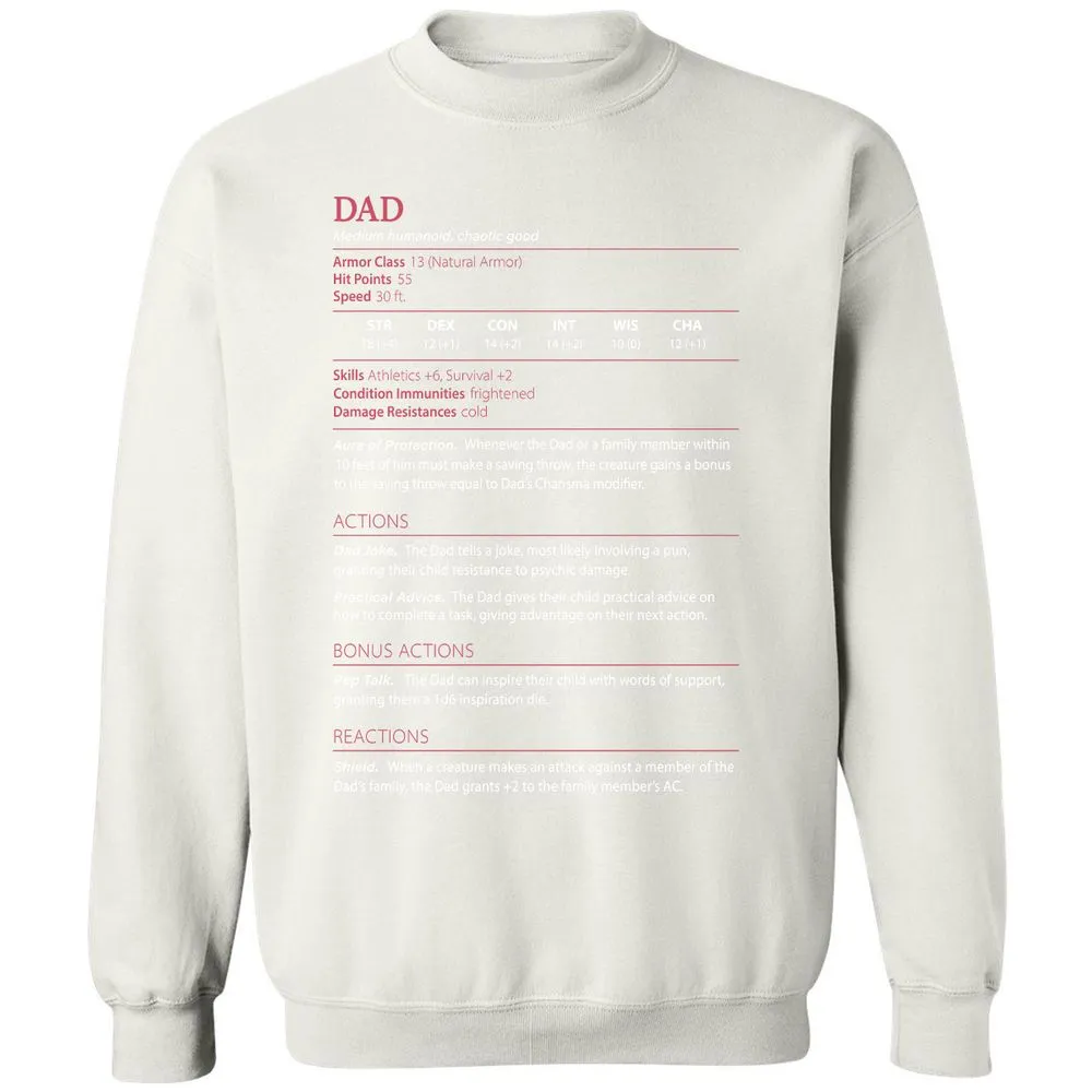 Dad Stats Classic Unisex Sweatshirt - White - 12