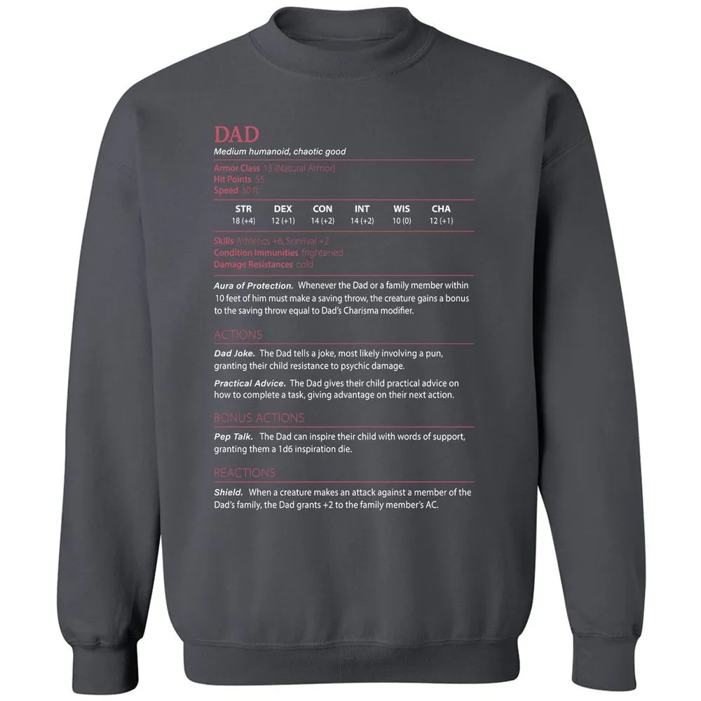Dad Stats Classic Unisex Sweatshirt - Charcoal - 7